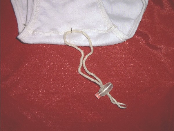 Blowup of Picture of 
Underwear with Yarn Loop Attached